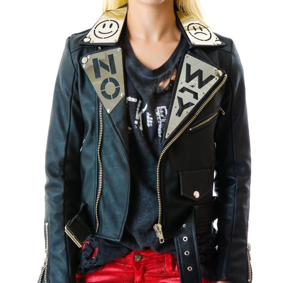 Unif No Yes Mirror Faux Leather Jacket - Picture 1 of 2